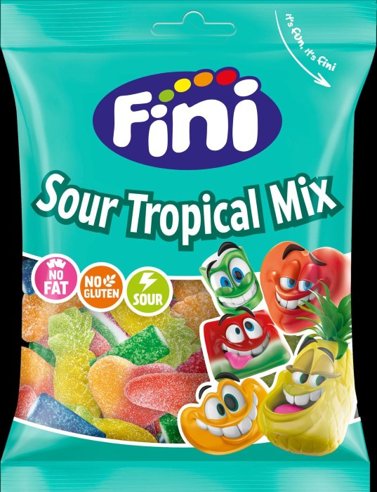 KAMPANJ: Fini Halal Sour Tropical Mix 90g x 12st / 1.08kg / L