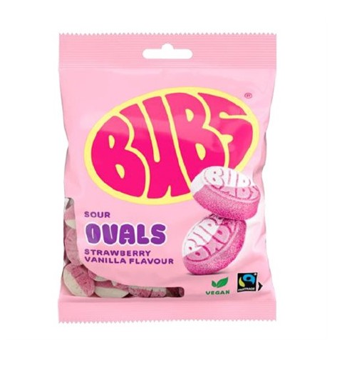 Bubs Sour Strawberry Vanilla Ovals 90g x 12st /1.08kg