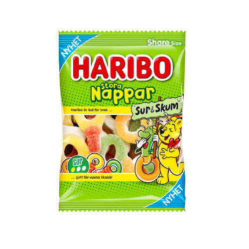 Haribo Stora Nappar Sur Frukt Skum 150g x 12st /1.80kg