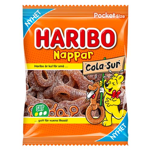 Haribo Cola Sur Nappar 70g x 22st / 1.54kg