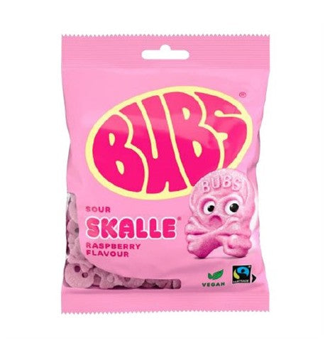 Bubs Raspberry Sour Skalle Skum 90g x 12st /1.08kg