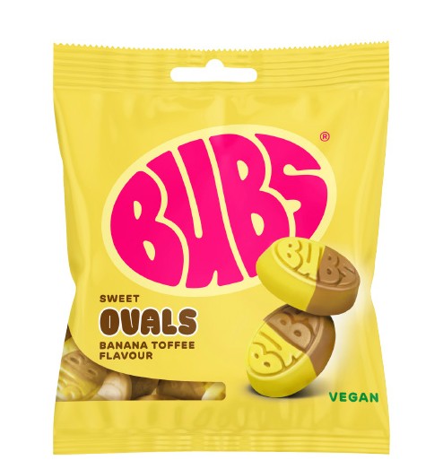 Bubs Banana Toffee Ovals Skalle 155g x 12st /1.86kg