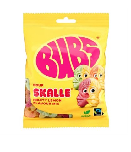 Bubs Sour Lemon Mix Skalle 90g x 16st /1.44kg