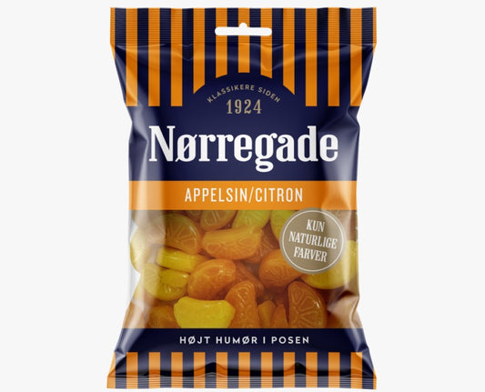 Norregade Appelsin/citron bolcher 100g x 24st / 2,40kg