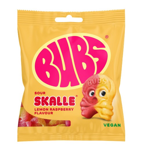 Bubs Lemon Raspberry Skalle 155g x 12st /1.86kg