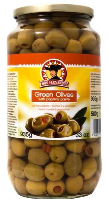Green Olives Paprika Glass 920g x 6st / 5.52kg / L