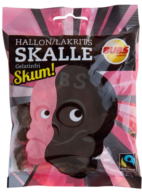 Bubs Hallon/Lakrits Skalle Skum 90g x 12st /1.08kg